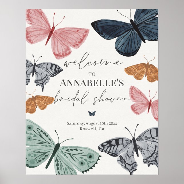 Poster Fête des mariées enchantée Boho Butterfly (Devant)