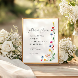 Poster Fête des mariées fleur sauvage Flower Bar