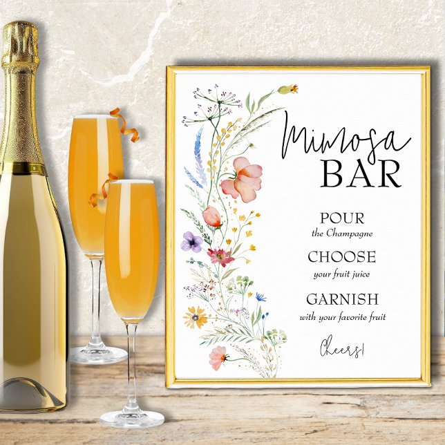 Poster Fête des mariées fleur sauvage Mimosa Bar (Wildflowers bridal shower mimosa bar poster - PRINT and/or INSTANT DOWNLOAD!)
