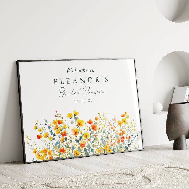 Poster Fête des mariées Fleur sauvage orange jaune Bienve (Créateur téléchargé)