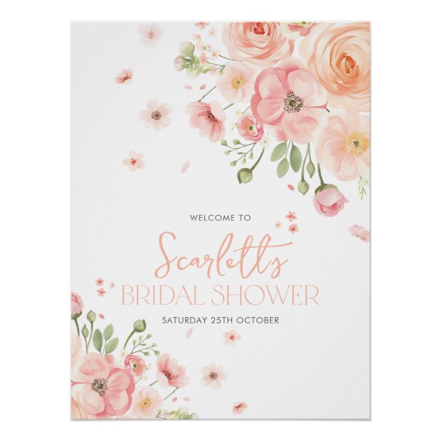 Poster Fête des mariées Florale Amour En Fleur Accueil (Devant)
