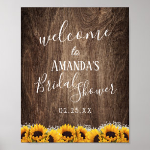 Poster Fête des mariées florale de tournesol rustique Bie