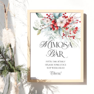 Poster Fête des mariées Florale d'hiver Mimosa Bar