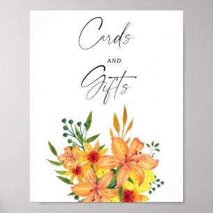 Poster Fête des mariées Florale Orange - Cartes & Cadeaux