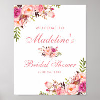 Fête des mariées florale rose pâle Bienvenue