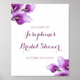 Poster Fête des mariées florale violette Calla Lily