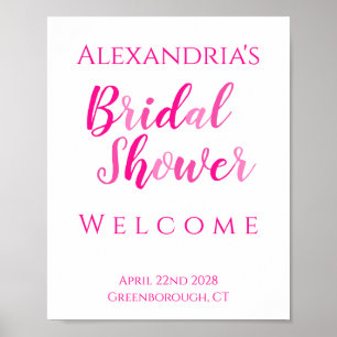 Poster Fête des mariées Hot Pink Modern Party Welcome Pos