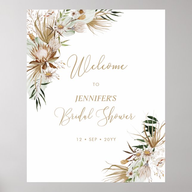 Poster Fête des mariées Mariage Gold Boho (Devant)