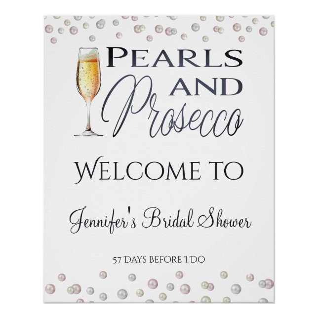 Poster Fête des mariées Perles et poursuites Bienvenue (Devant)
