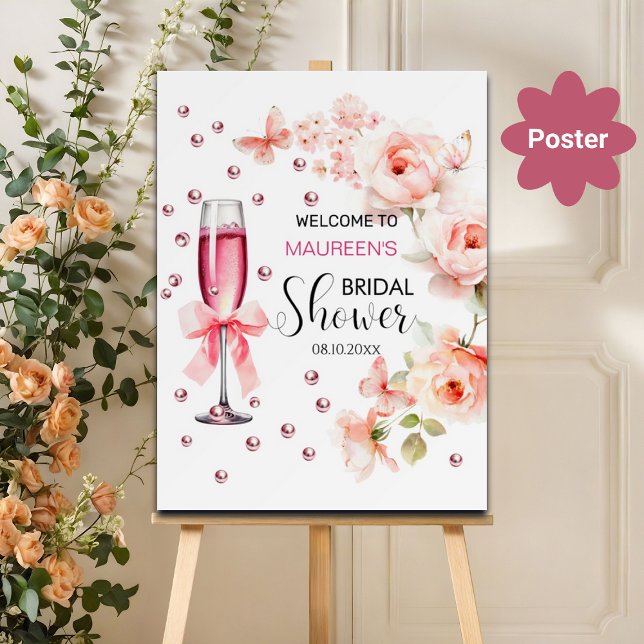 Poster Fête des mariées Perles et poursuites Bienvenue (Créateur téléchargé)