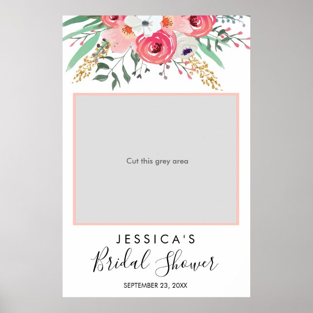 Poster Fête des mariées Photo Prop Frame Floral Mariage (Devant)