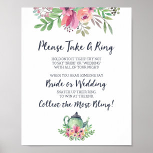 Poster Fête des mariées Prenez une bague de jeu signe