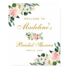 Fête des mariées Rose Blush Gold Floral Bienvenue