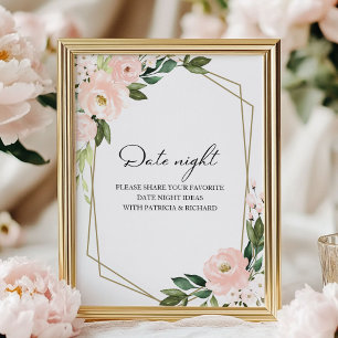 Poster Fête des mariées rose Floral Date Jar de nuit