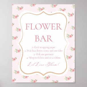 Poster Fête des mariées rose Floral Tea Party Bar Flower