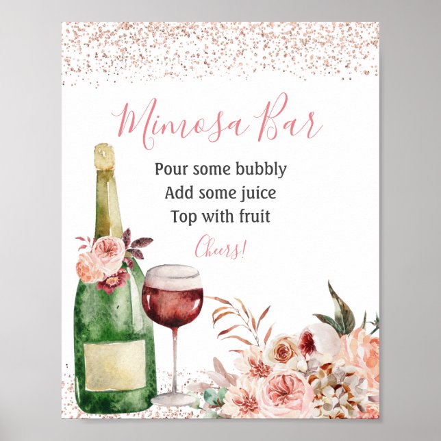 Poster Fête des mariées rose pâle - Bar Mimosa (Devant)