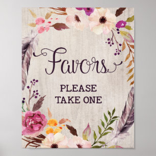 Poster Fête des mariées rustique Faveurs Signer Décor Mar