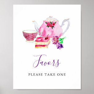 Poster Fête des mariées Tea Party Purple Faveurs Signer m