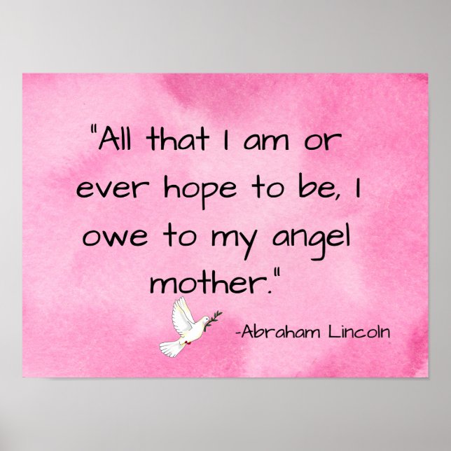 Poster Fête des mères de maman Citation d'Abraham Lincoln (Devant)