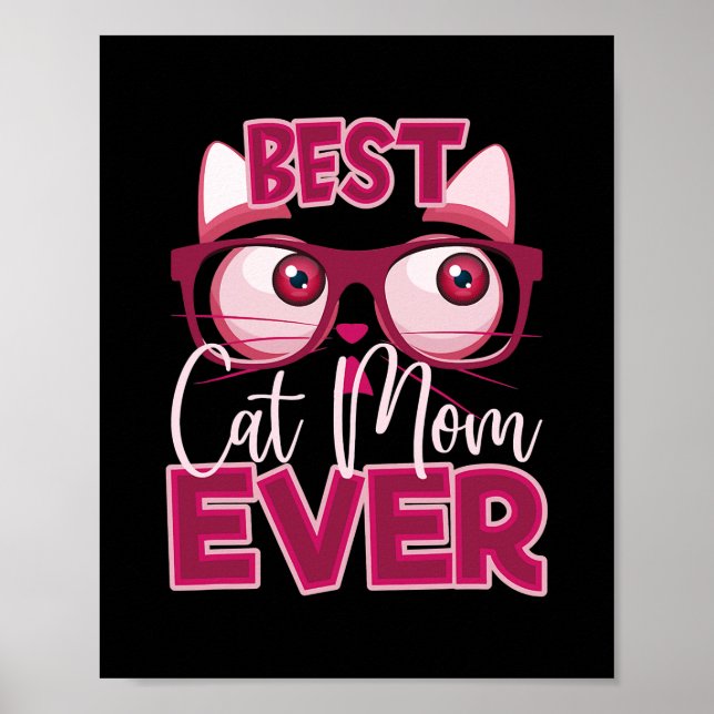 Poster Fête des mères drôle Meilleur Chat maman jamais lu (Devant)