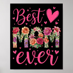 Poster Fête des mères maman fleur fille femmes maman enfa