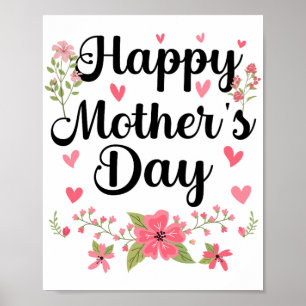 Poster Fête des mères maman mignonne Floral Femmes pour m
