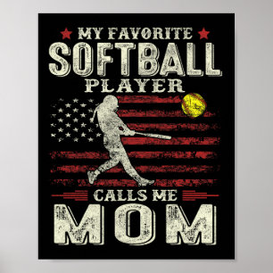 Poster Fête des mères Mon joueur favori de softball m'app
