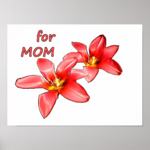 Poster Fête des Mères - Tulipes pour maman - Illustration
