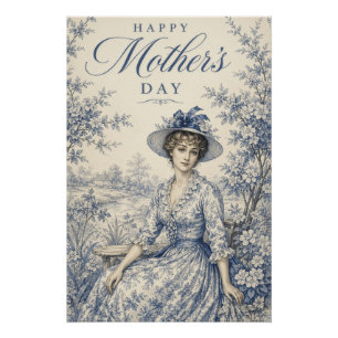 Poster Fête des Mères Vintage Dame Victorienne Jardin