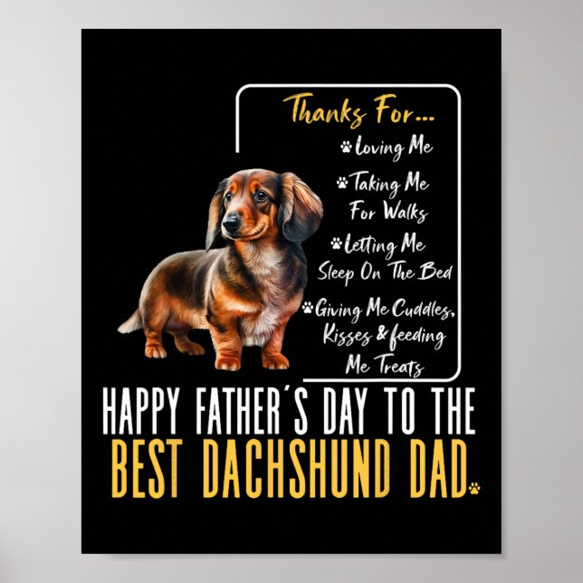 Poster Fête des pères Au Meilleur Dachshund Papa - Dachsh (Devant)