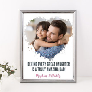 Poster Fête des pères cadeau photo de fille coeur