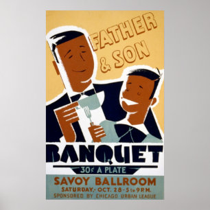 Poster Fête des pères d'Afro-américain et banquet de f
