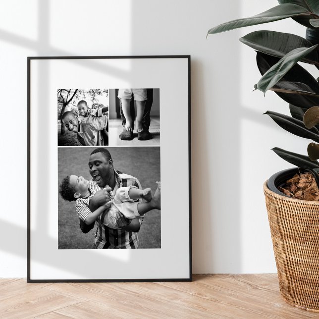 Poster Fête des pères de Collage de trois photos minimal  (Créateur téléchargé)