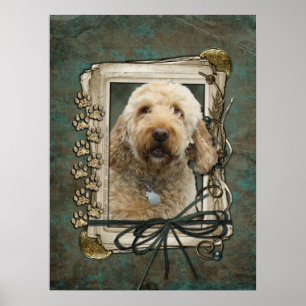Poster Fête des pères - pattes en pierre - GoldenDoodle