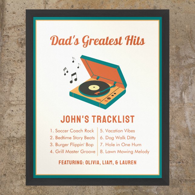 Poster Fête des pères rétro "Papa's Greatest Hits" Person (Créateur téléchargé)