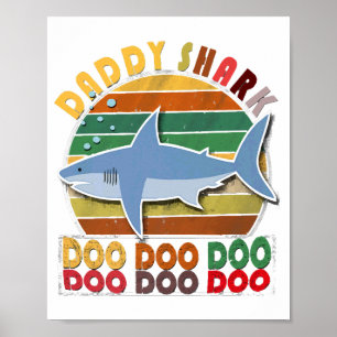 Poster Fête des pères vintage de requin papa