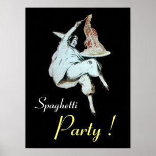 Poster FÊTE DES SPAGHETTIS, CUISINE ITALIENNE, noir