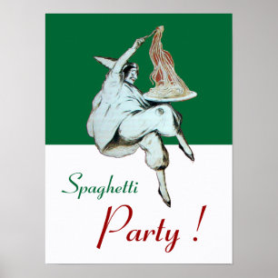 Poster FÊTE DES SPAGHETTIS, CUISINE ITALIENNE, rouge vert