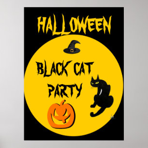 POSTER FÊTE D'HALLOWEEN CHAT NOIR