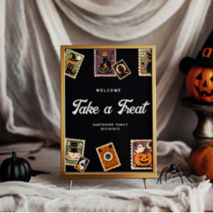 Poster Fête d'Halloween de timbre postal éffrayant