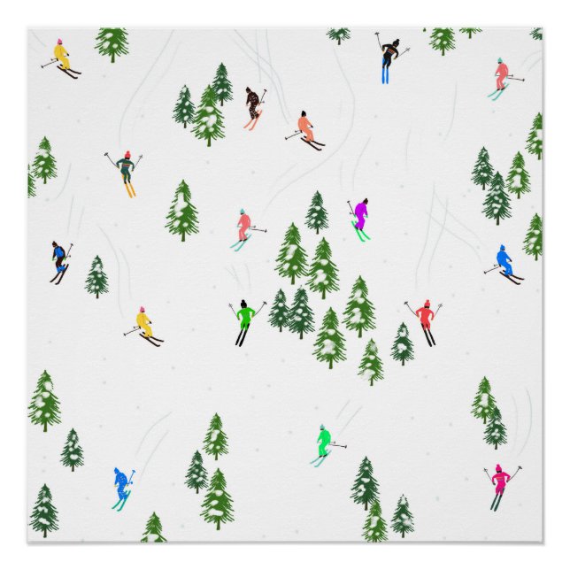 Poster Fête d'Illustration de ski alpin Freeride (Devant)
