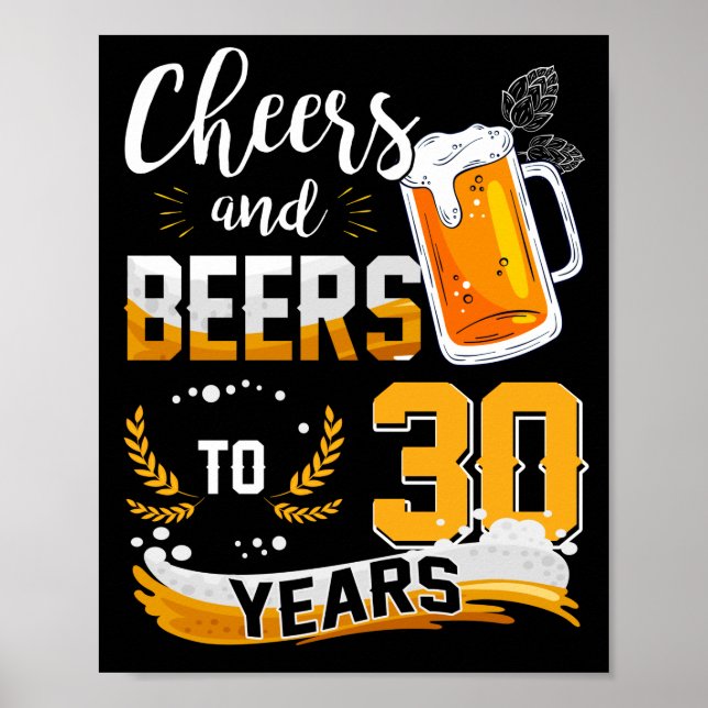 Poster Fête du 30e anniversaire Salue et bière à 30 ans (Devant)