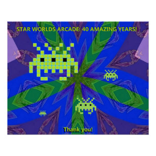 Poster Fête du 40e anniversaire de Star Worlds Arcade