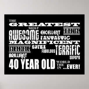 Poster Fête du 40e anniversaire Plus grand Quarante ans