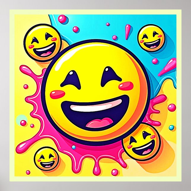 Poster Fête Emoji Rire (Devant)