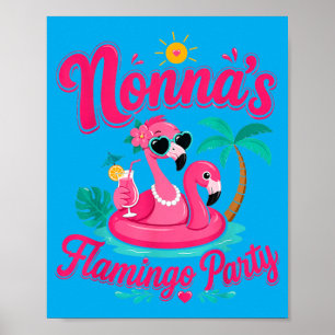 Poster Fête flamant rose des Nonnas Mignonne grand-mère V