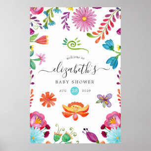 Poster Fête Florale Mexicaine Bébé ou Réception de Mariag