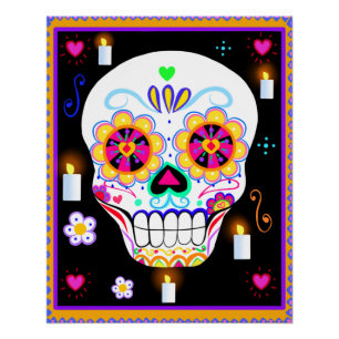 Poster Fête Mexicaine Du Crâne Sucrier Mort