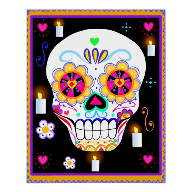 Poster Fête Mexicaine Du Crâne Sucrier Mort (Devant)