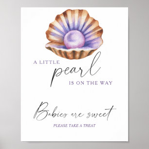 Poster Fête prénatale coquillage perle Les bébés sont dou